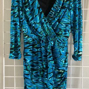 Print knit wrap dress